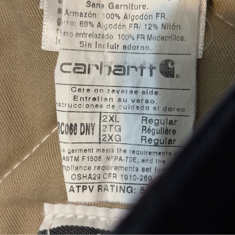 Vintage Carhartt FR Corporate Logo Padded Coat Dark Blue Size 2XL - Picture 11 of 12